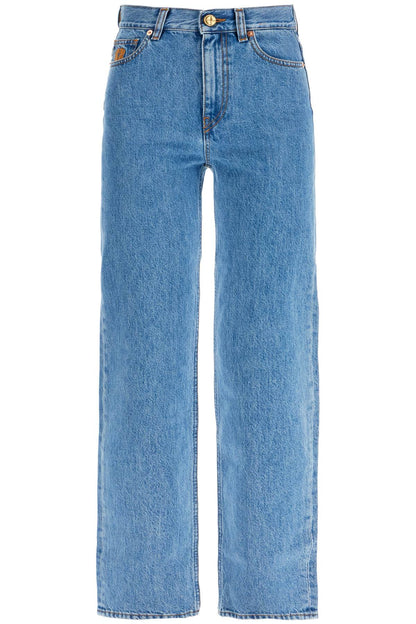 Light Blue Cotton Jeans With Distinctive Embroidery  - Blue