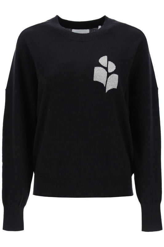 Marisans Sweater With Lurex Logo Intarsia  - Black