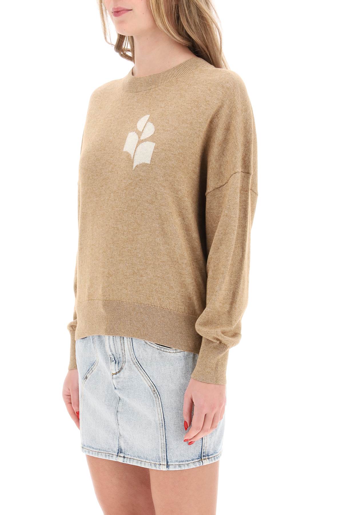 Marisans Sweater With Logo Intarsia  - Beige