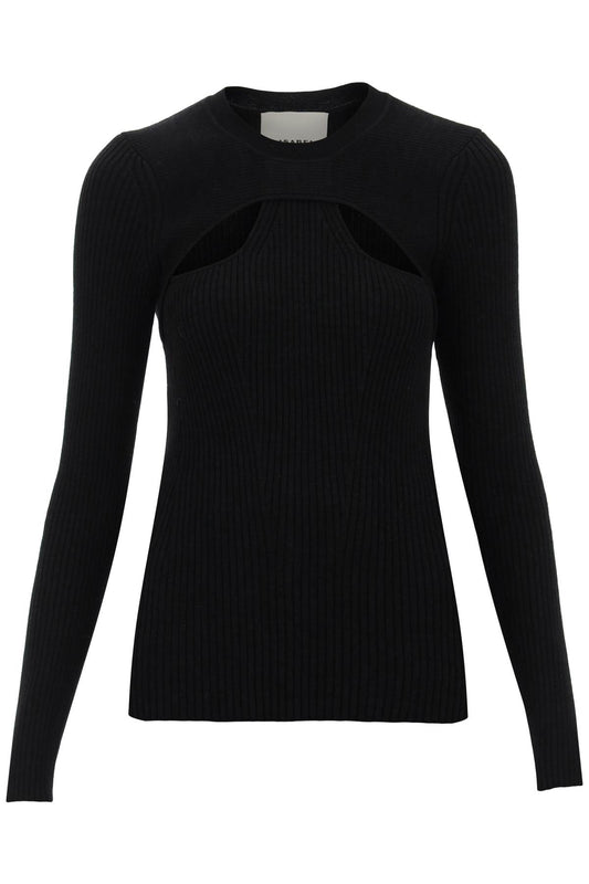 'zana' Cut-out Sweater In Ribbed Knit  - Nero