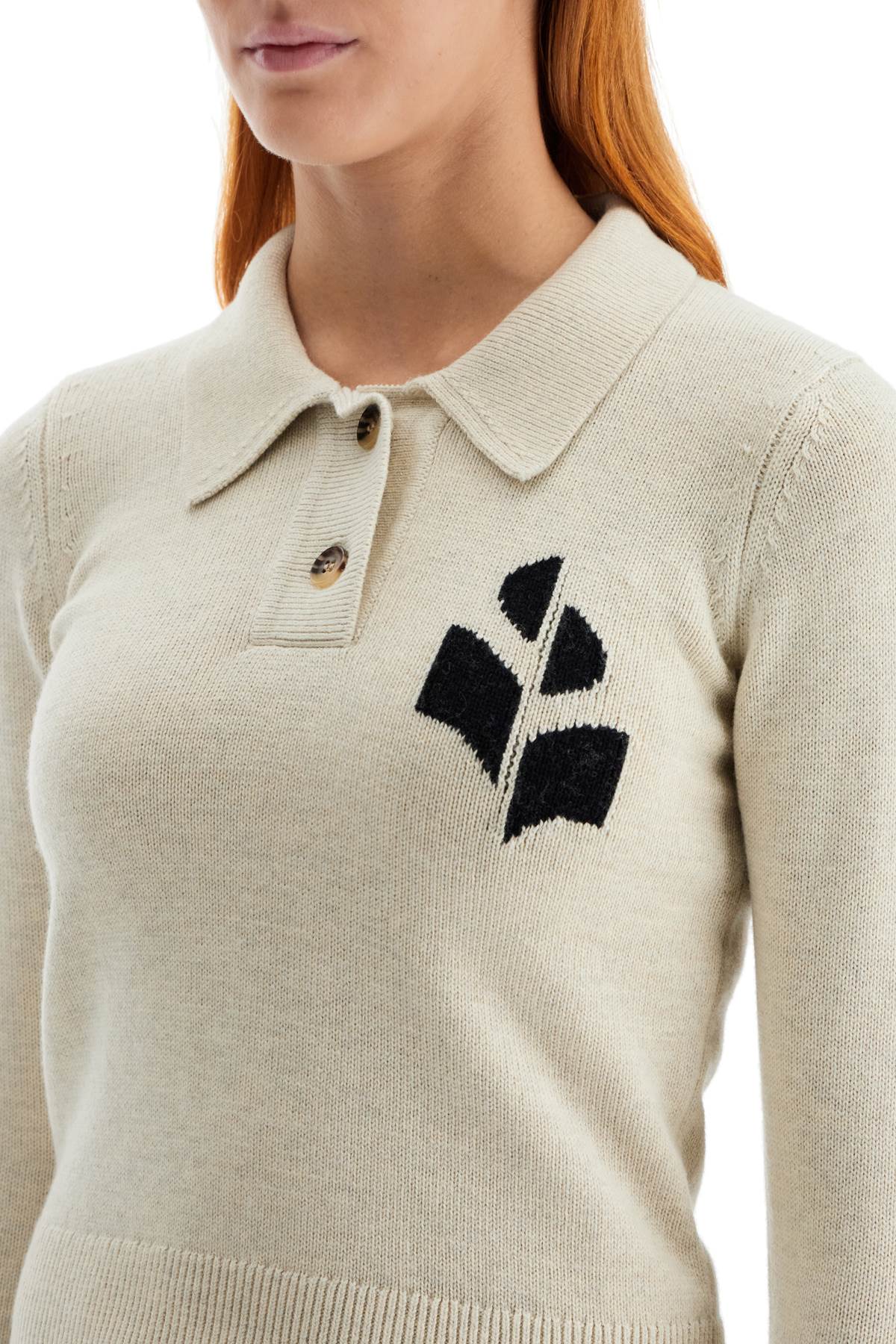 Cotton And Wool Nola Polo Pullover  - Neutro