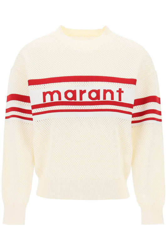 "arwen Logo Perforated Knit Pullover  - Bianco