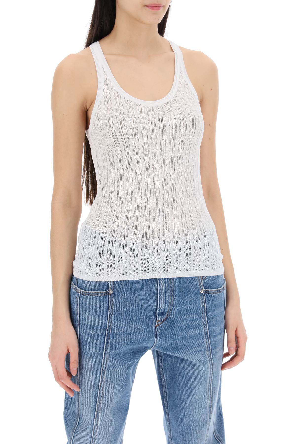 "perforated Knit Top  - White