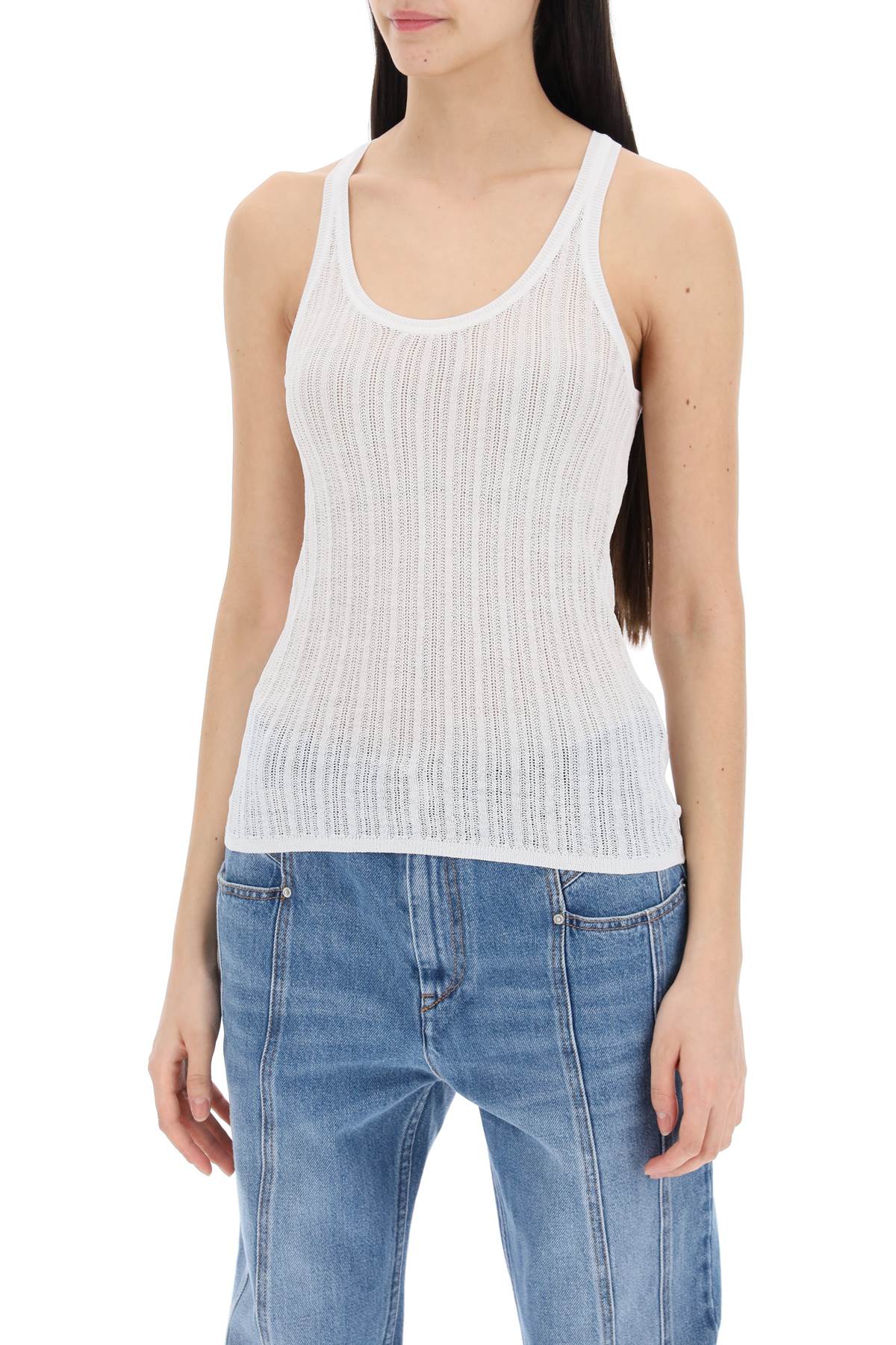 "perforated Knit Top  - White