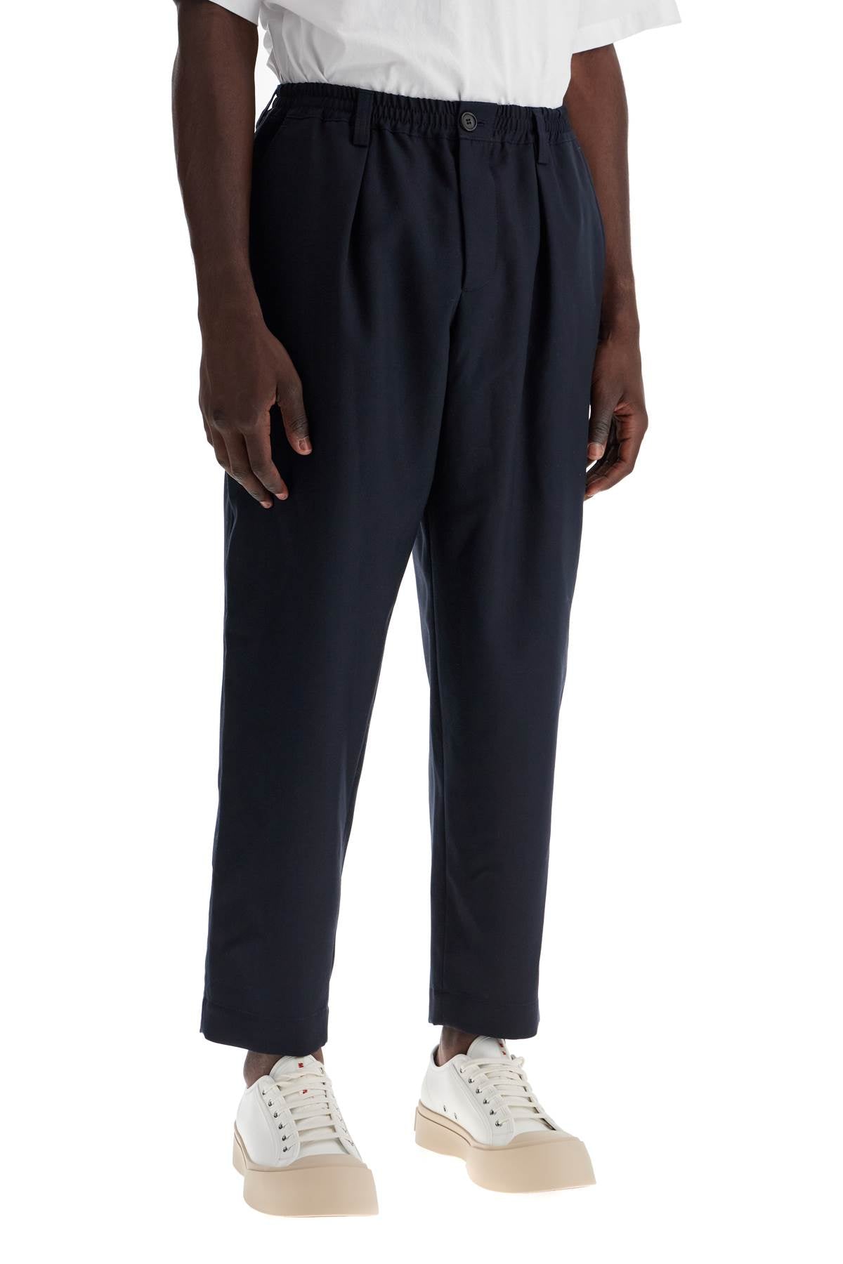 Tropical Wool Cropped Pants In  - Blue