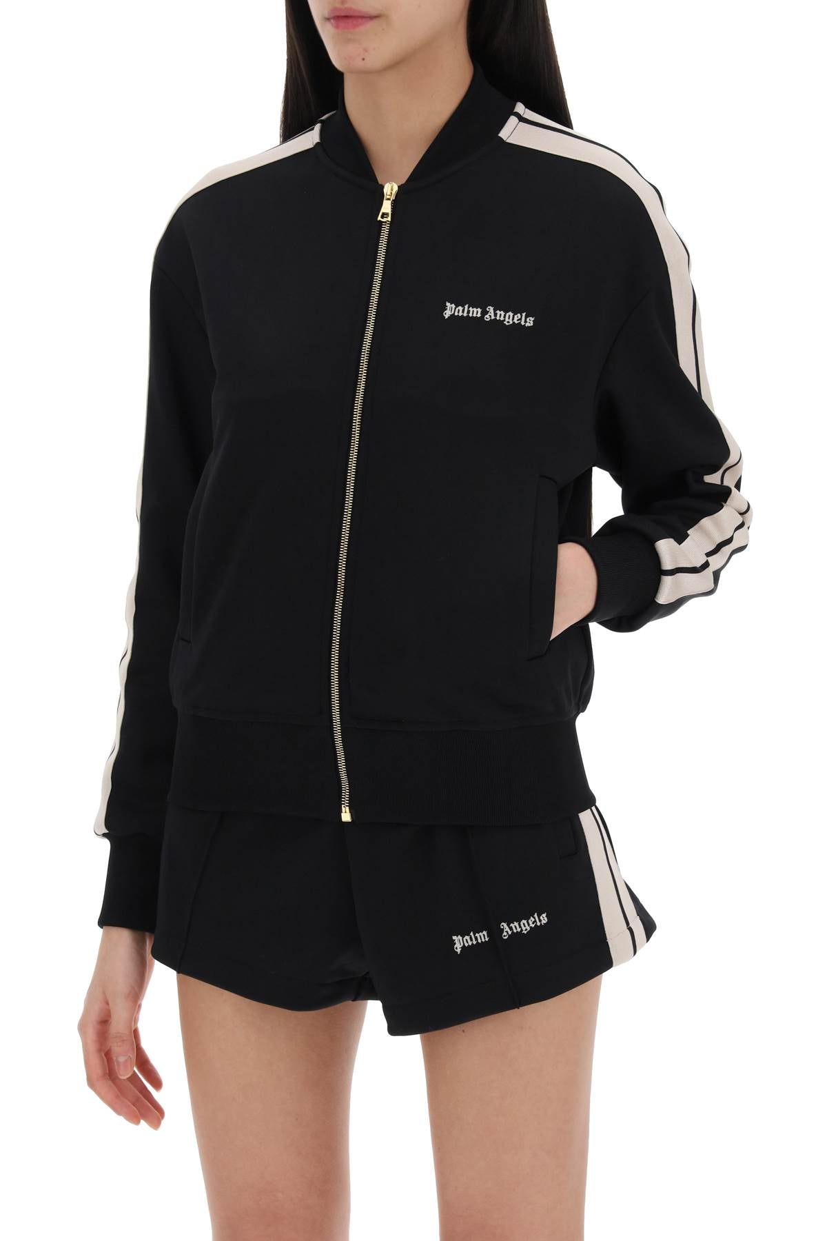 Track Sweatshirt With Contrast Bands  - Black