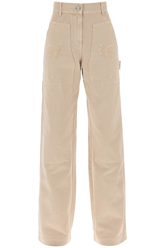 'gd Bull' Cargo Pants With Embroidered Palm Trees  - Beige