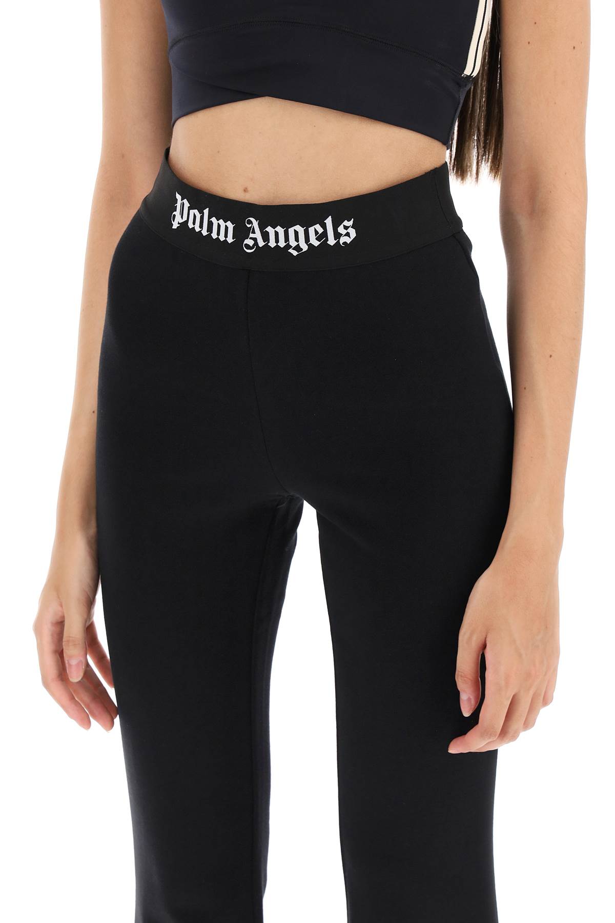 Flared Joggers With Logoed Waistband  - Nero