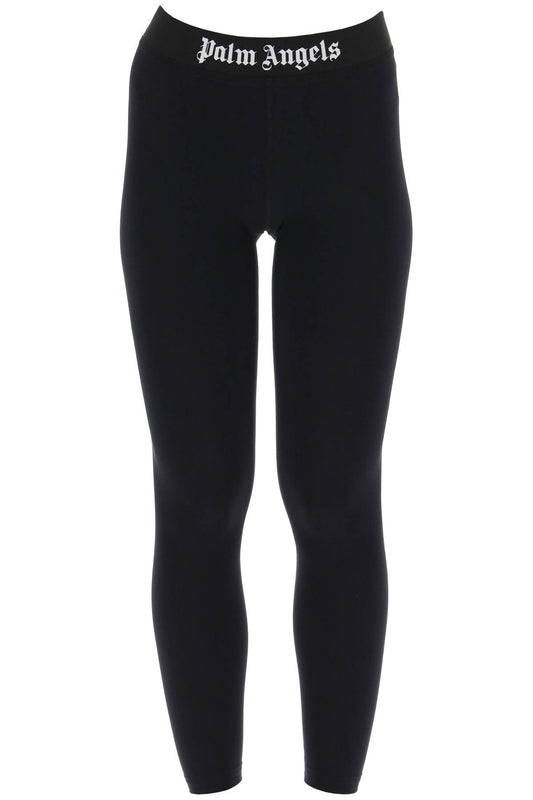 Sporty Leggings With Branded Stripe  - Black