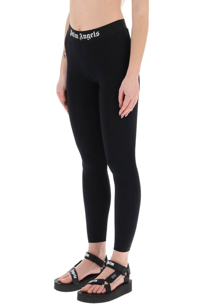 Sporty Leggings With Branded Stripe  - Black