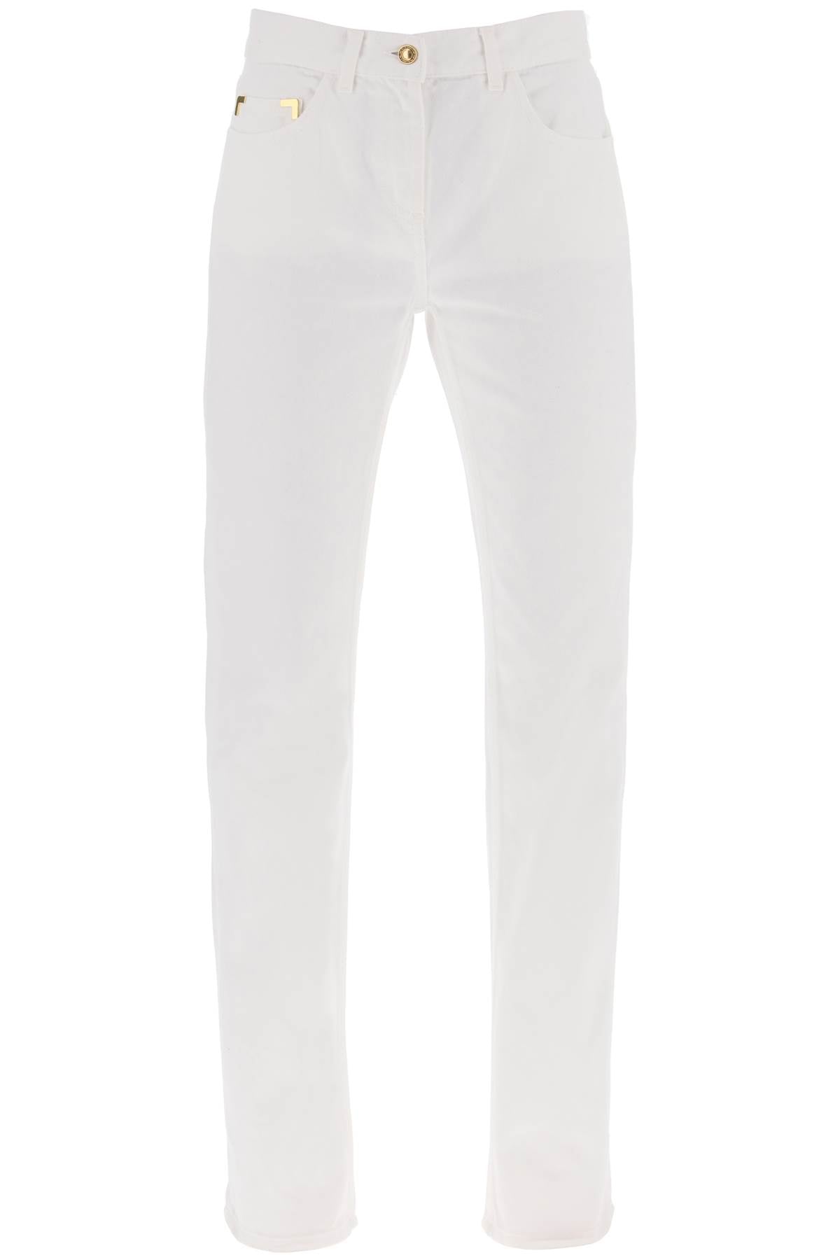 Jeans With Gold Metal Detailing  - White