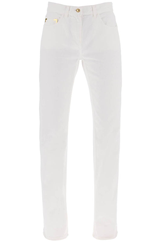 Jeans With Gold Metal Detailing  - White