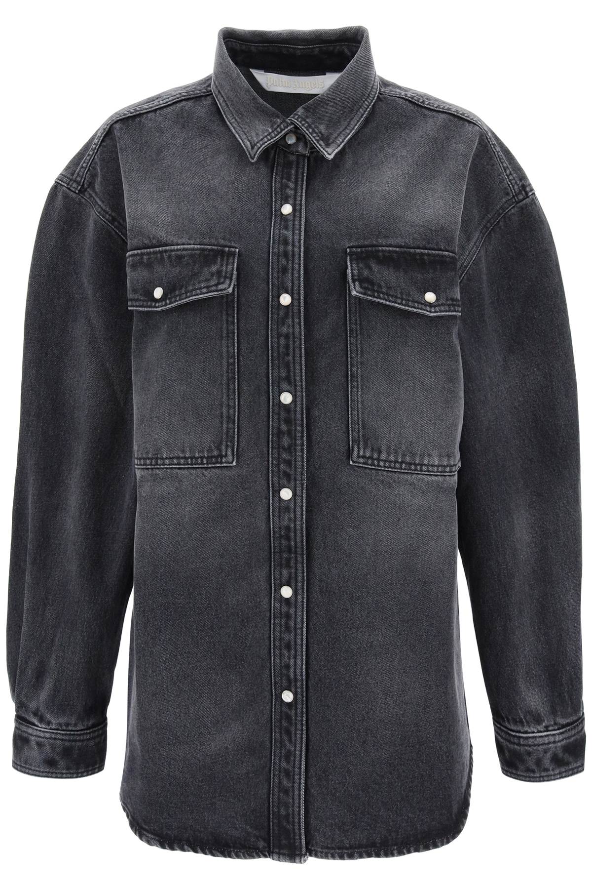 Oversized Snap-up Denim Shirt  - Nero