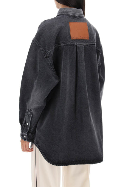 Oversized Snap-up Denim Shirt  - Nero