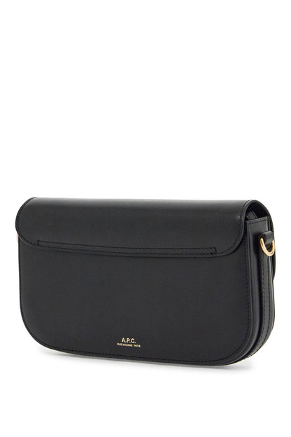 Elegant Black Leather Clutch With Shoulder Strap And Gold Chain  - Black