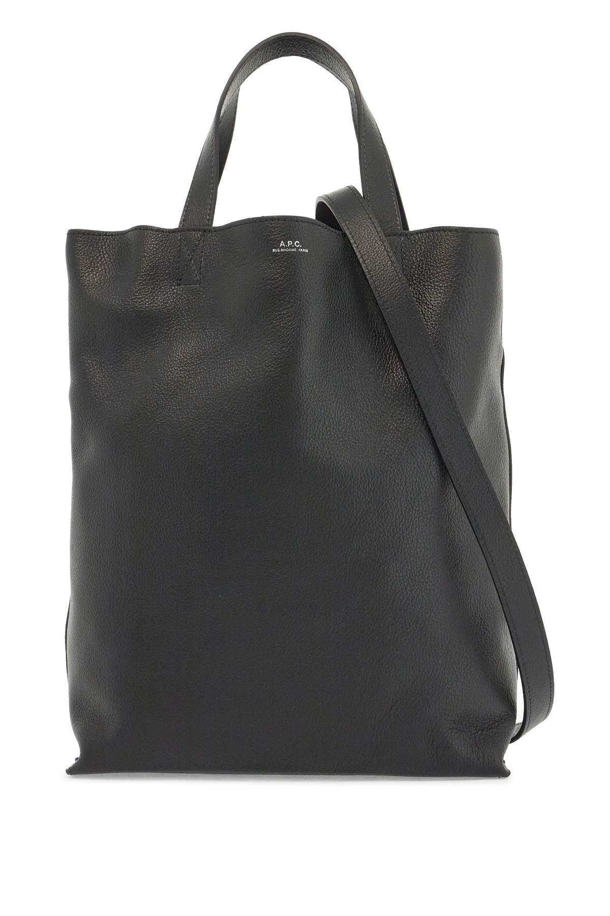 Maiko Medium Leather Tote Bag  - Black