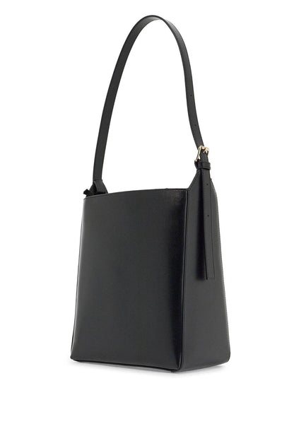 Minimalist Black Leather Crossbody Bag With Adjustable Strap  - Black