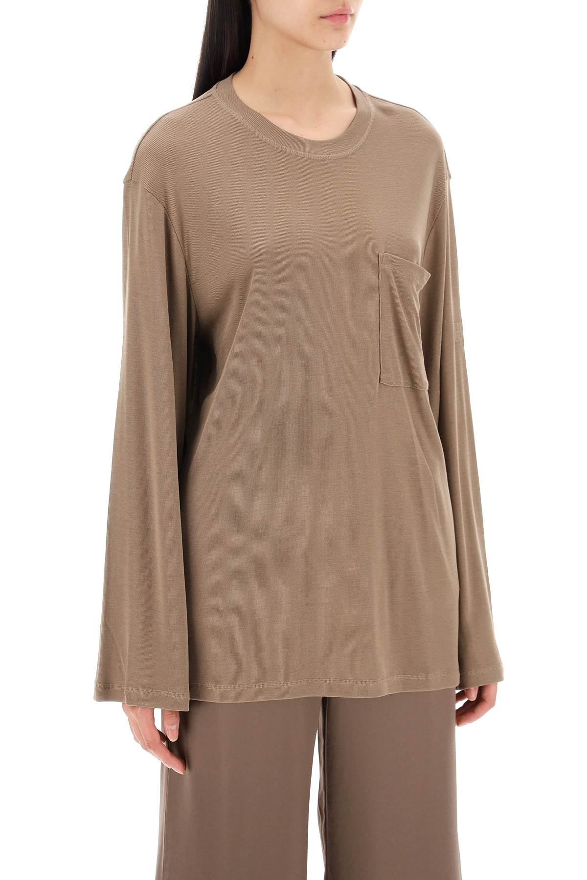 Long-sleeved Oversized T  - Brown