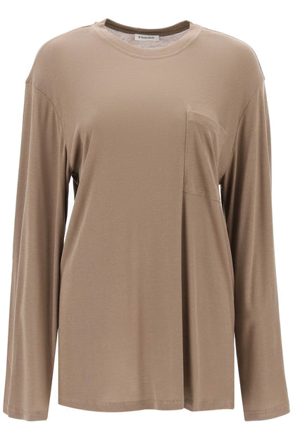 Long-sleeved Oversized T  - Brown