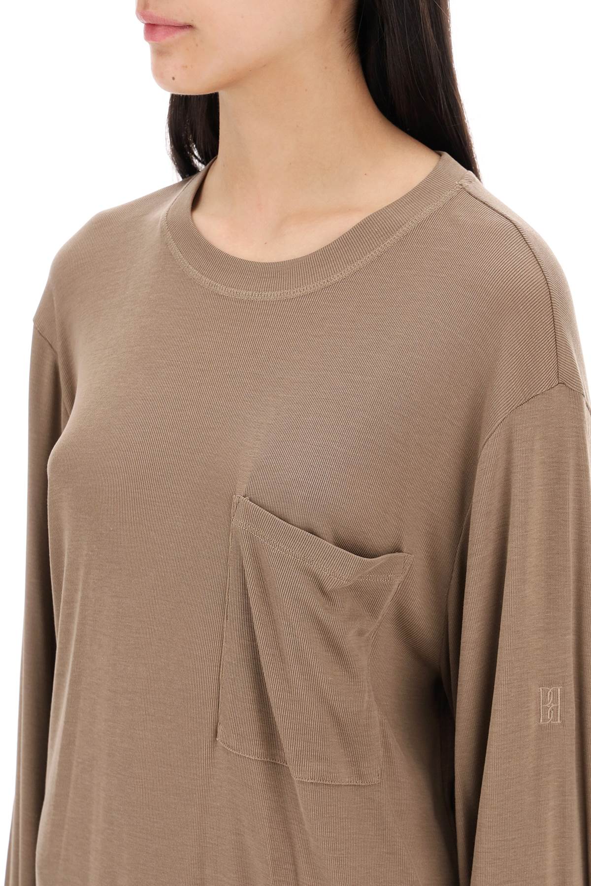 Long-sleeved Oversized T  - Brown