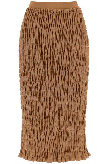 'emla' Smocked Pencil Skirt  - Brown