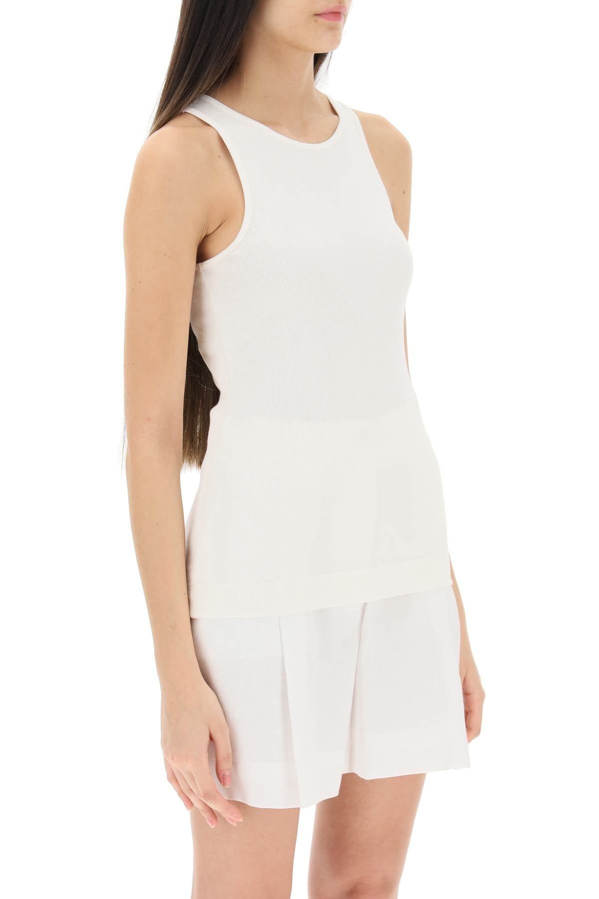 Ribbed Organic Cotton Tank Top  - White