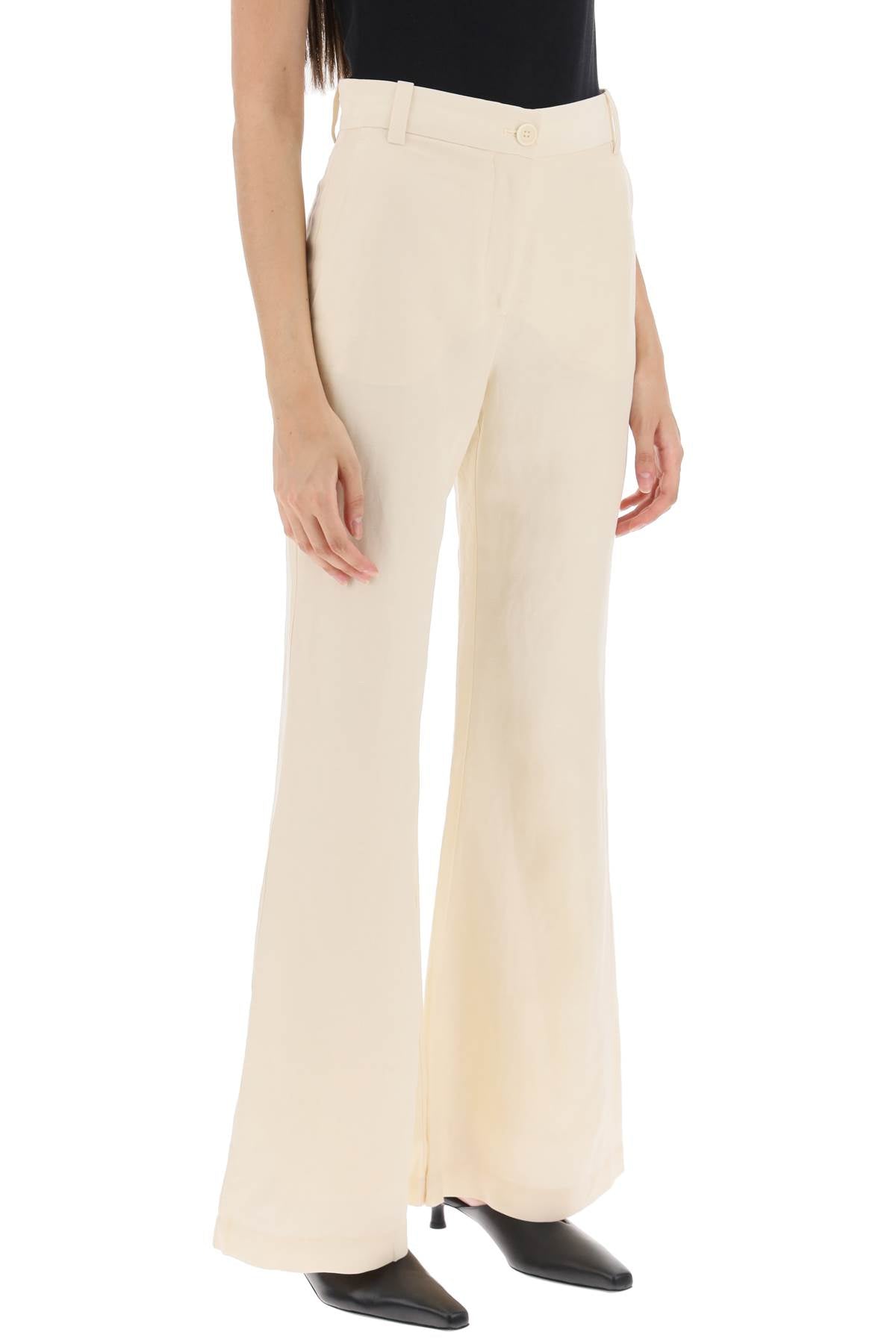 Carass Linen Blend Pants  - White