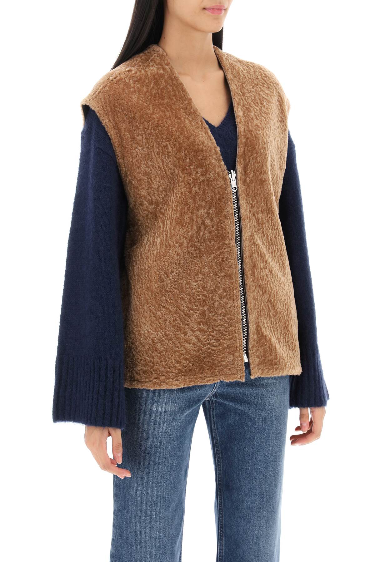 Veronicas Reversible Shearling Vest  - Beige