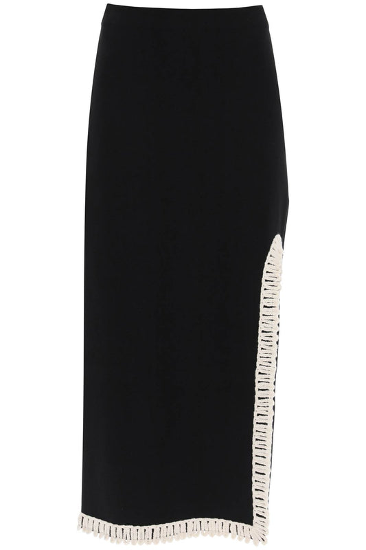 Gabie Maxi Skirt With Crochet Trims  - Black