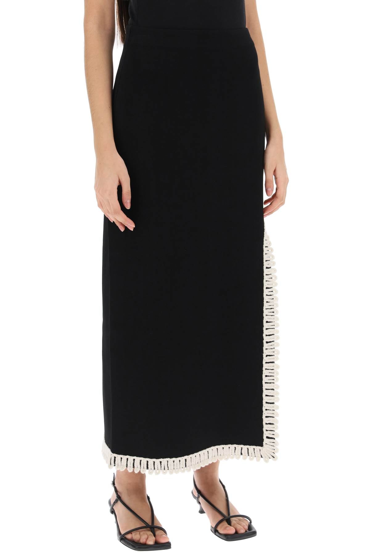 Gabie Maxi Skirt With Crochet Trims  - Black