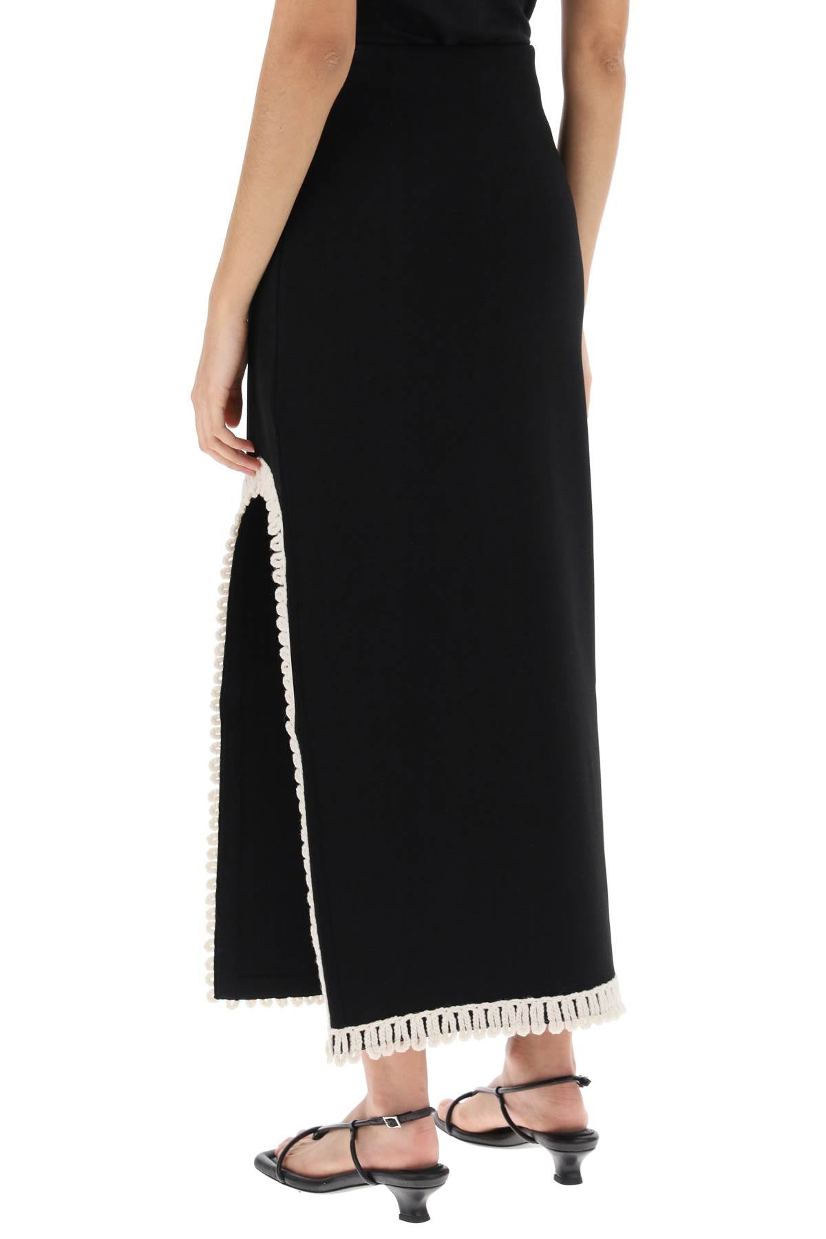 Gabie Maxi Skirt With Crochet Trims  - Black