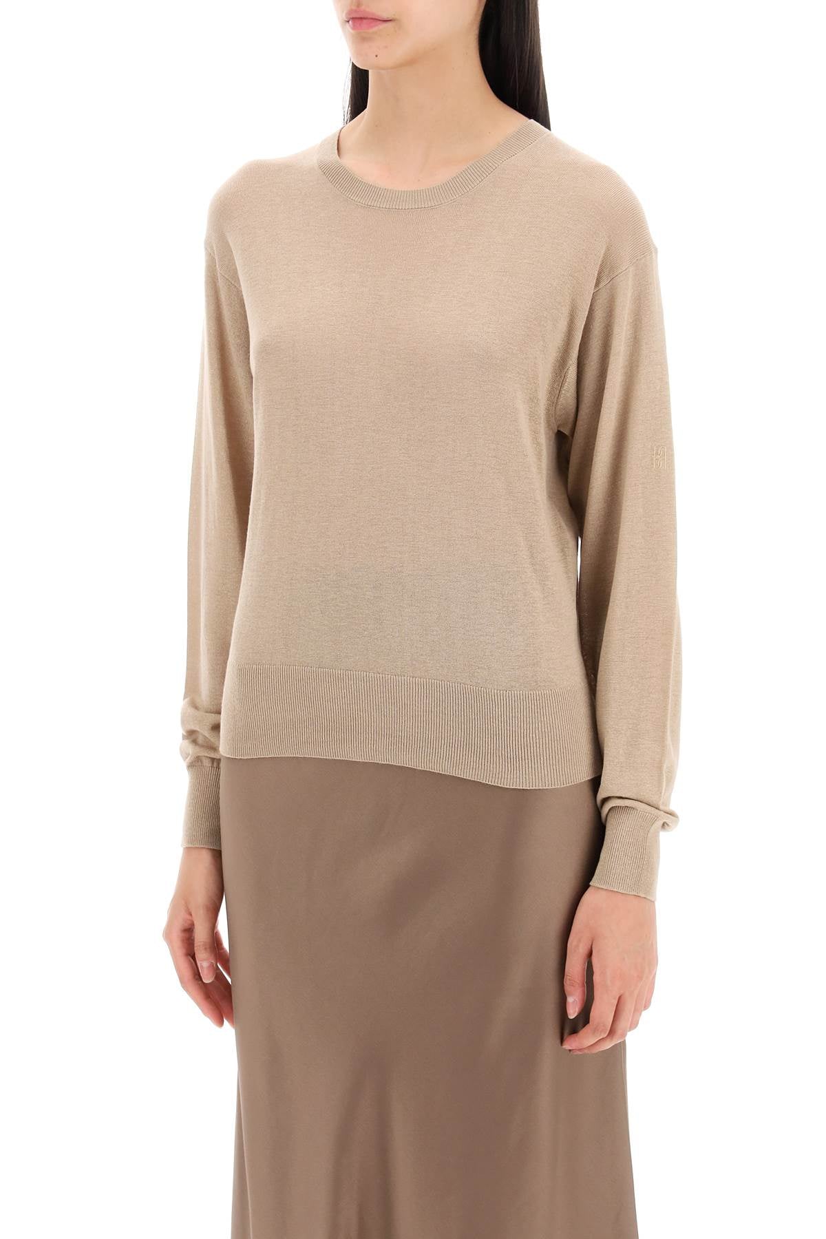 Wool And Silk Blend Pullover Sweater By  - Beige