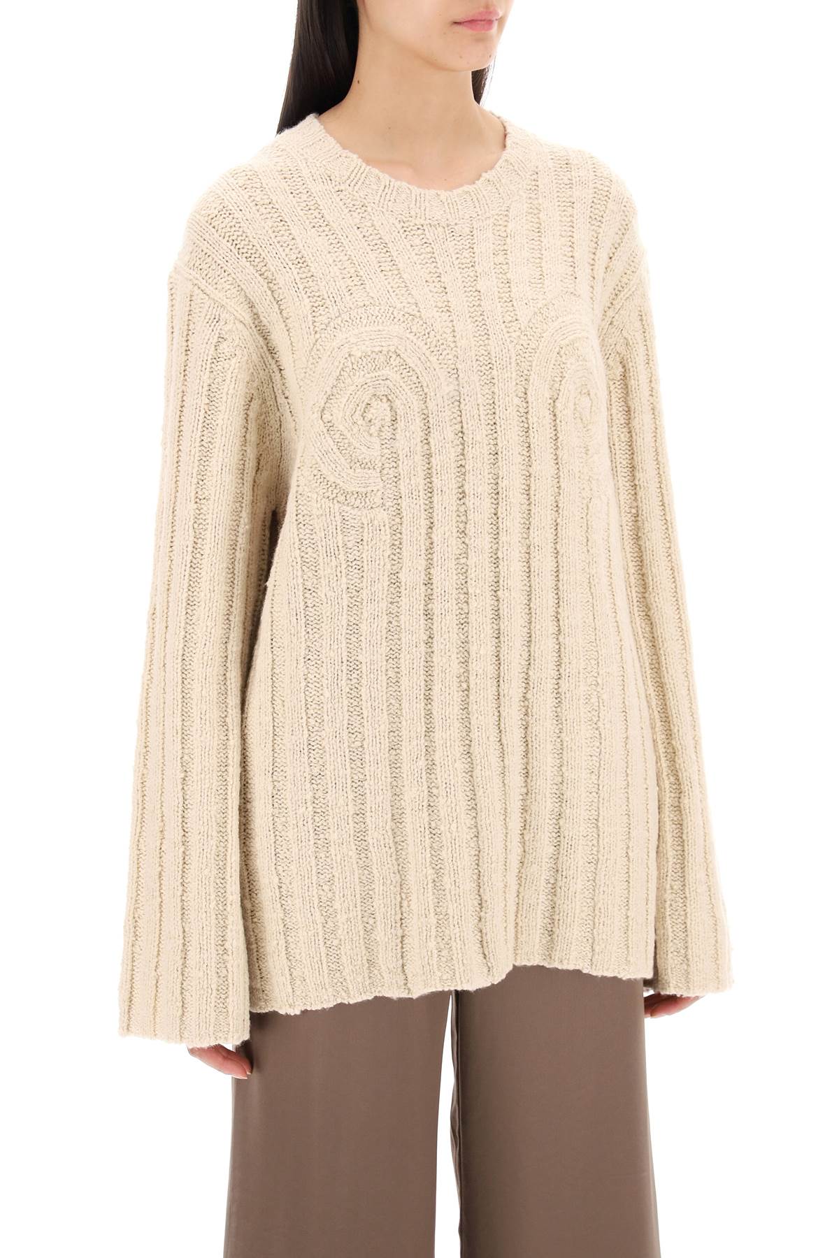 "cirra Ribbed Knit Pul  - Beige