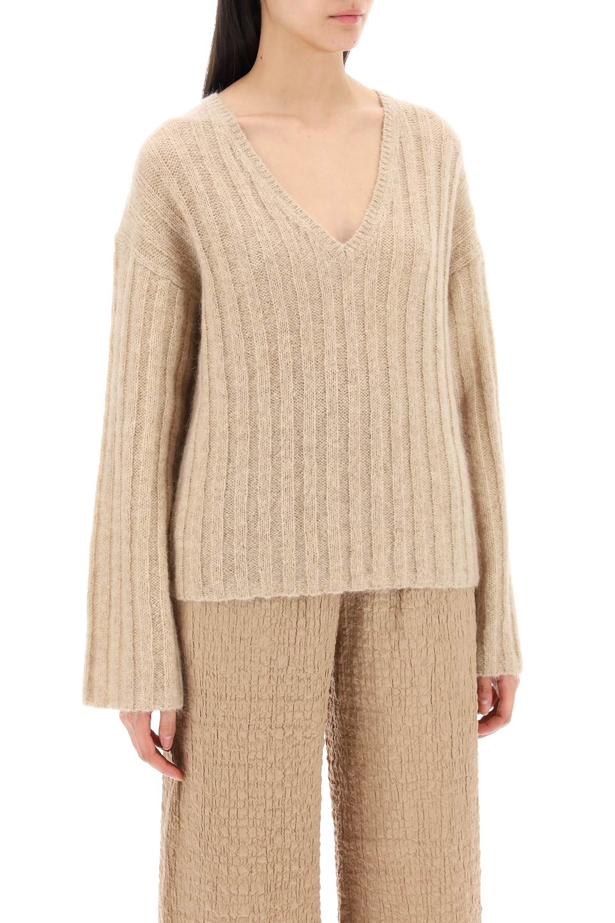 Cimone Sweater In Flat-ribbed Knit  - Beige