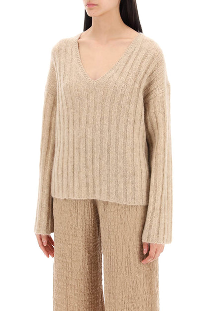 Cimone Sweater In Flat-ribbed Knit  - Beige