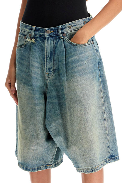 Denim Baggy Bermuda Shorts  - Blu