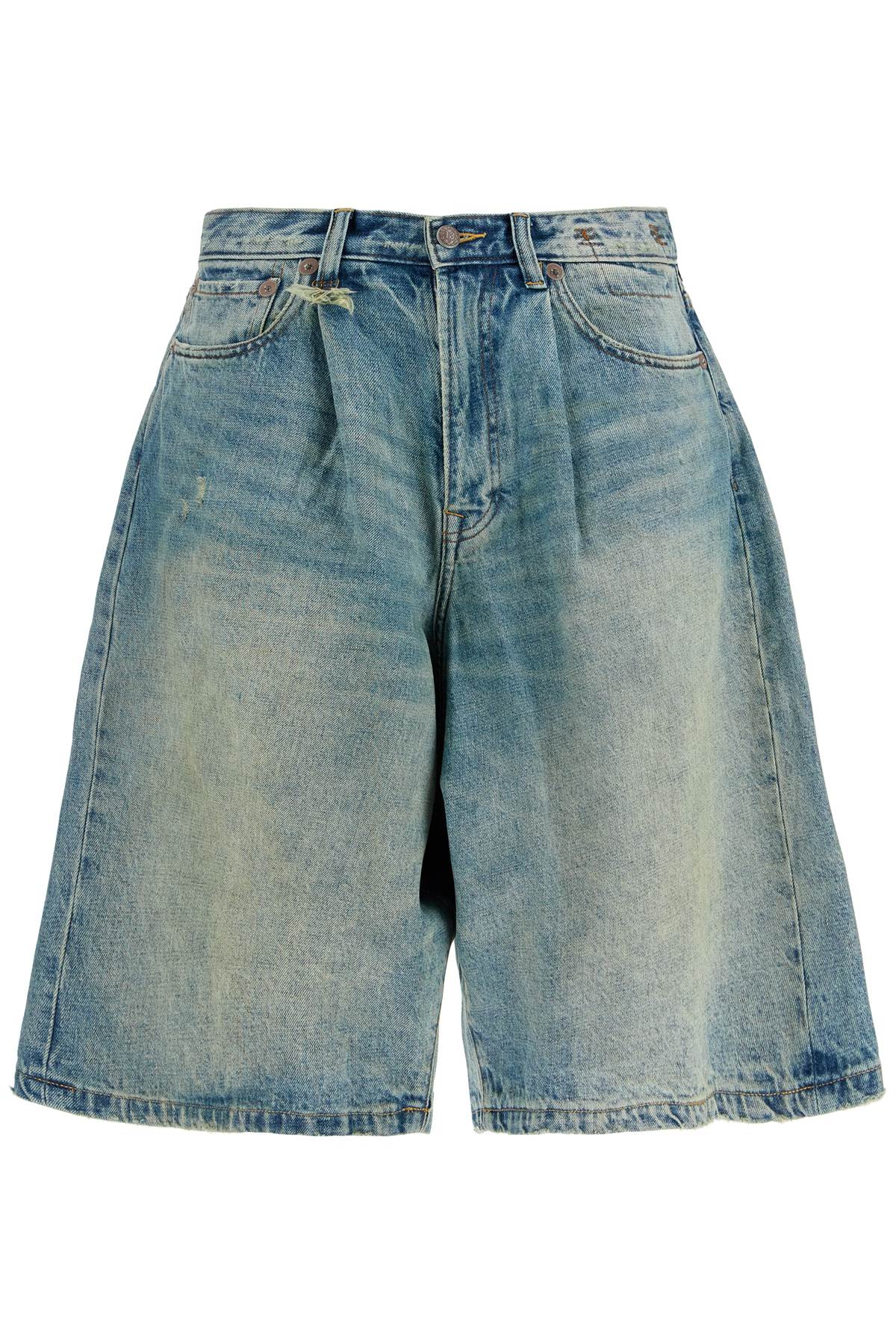 Denim Baggy Bermuda Shorts  - Blu