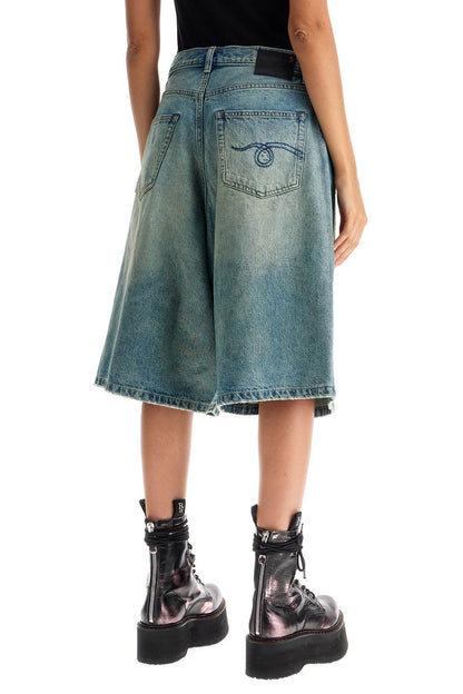 Denim Baggy Bermuda Shorts  - Blu