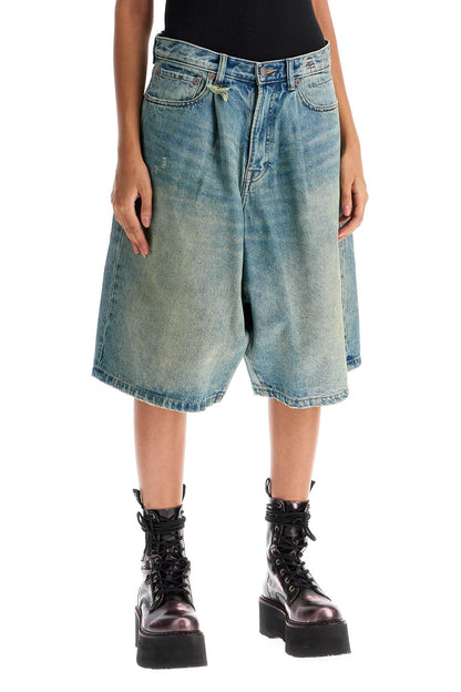 Denim Baggy Bermuda Shorts  - Blu