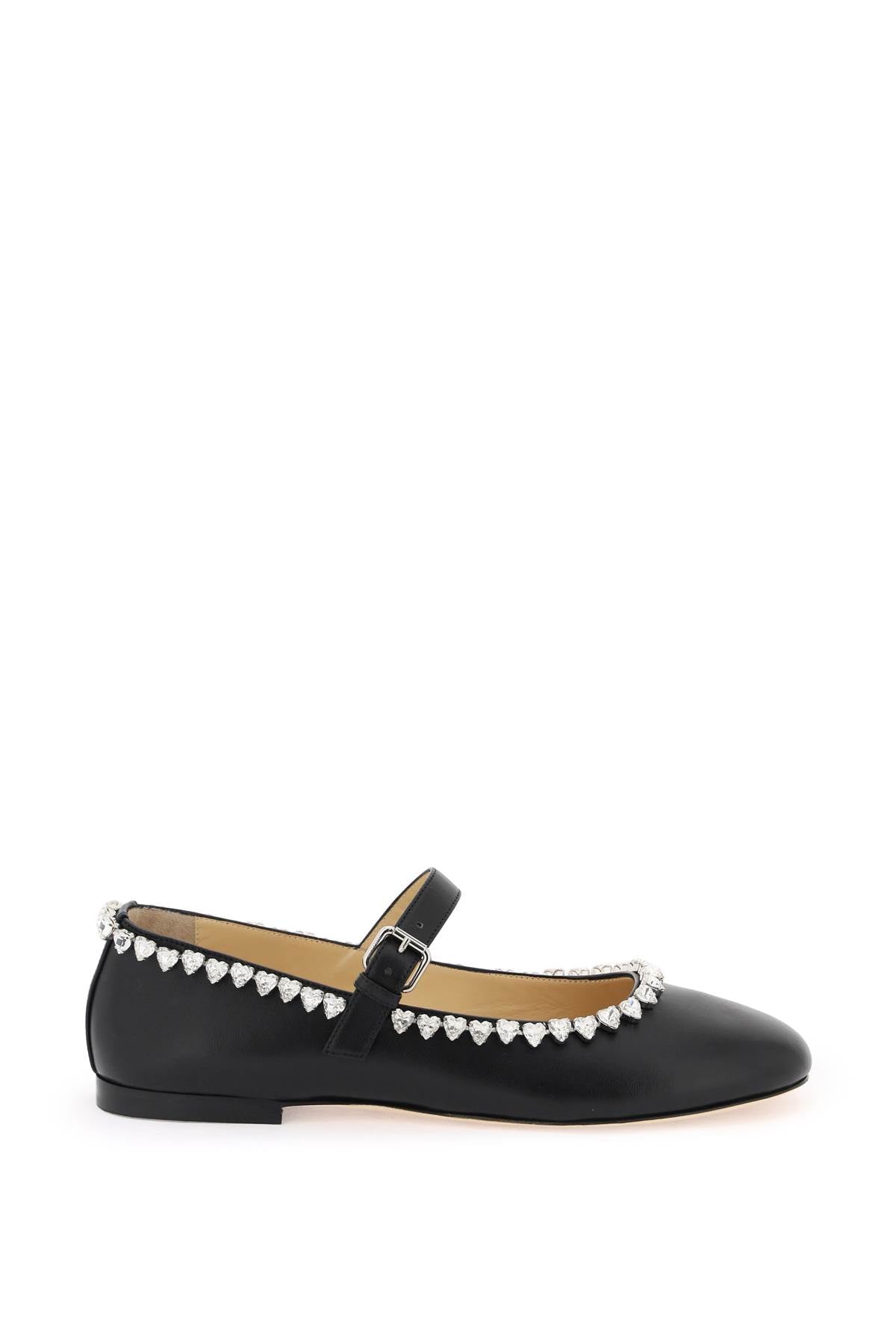 Audrey Ballet Flats With Heart-shaped Crystals  - Black