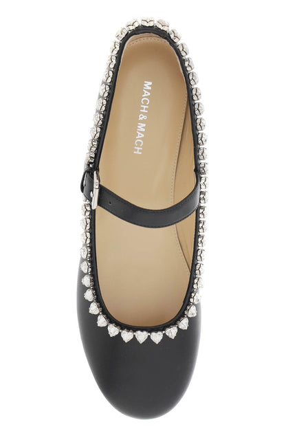 Audrey Ballet Flats With Heart-shaped Crystals  - Black