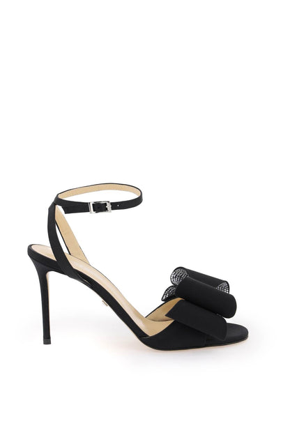 Satin Le Cadeau Sandals With Double Bow  - Black