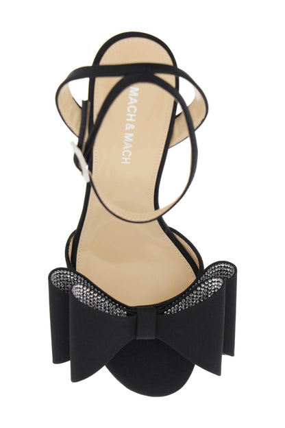 Satin Le Cadeau Sandals With Double Bow  - Black