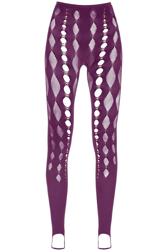 Beaded See-through Leggings  - Viola