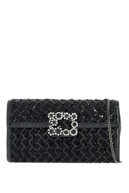 "flower Buckle Envelope  - Black