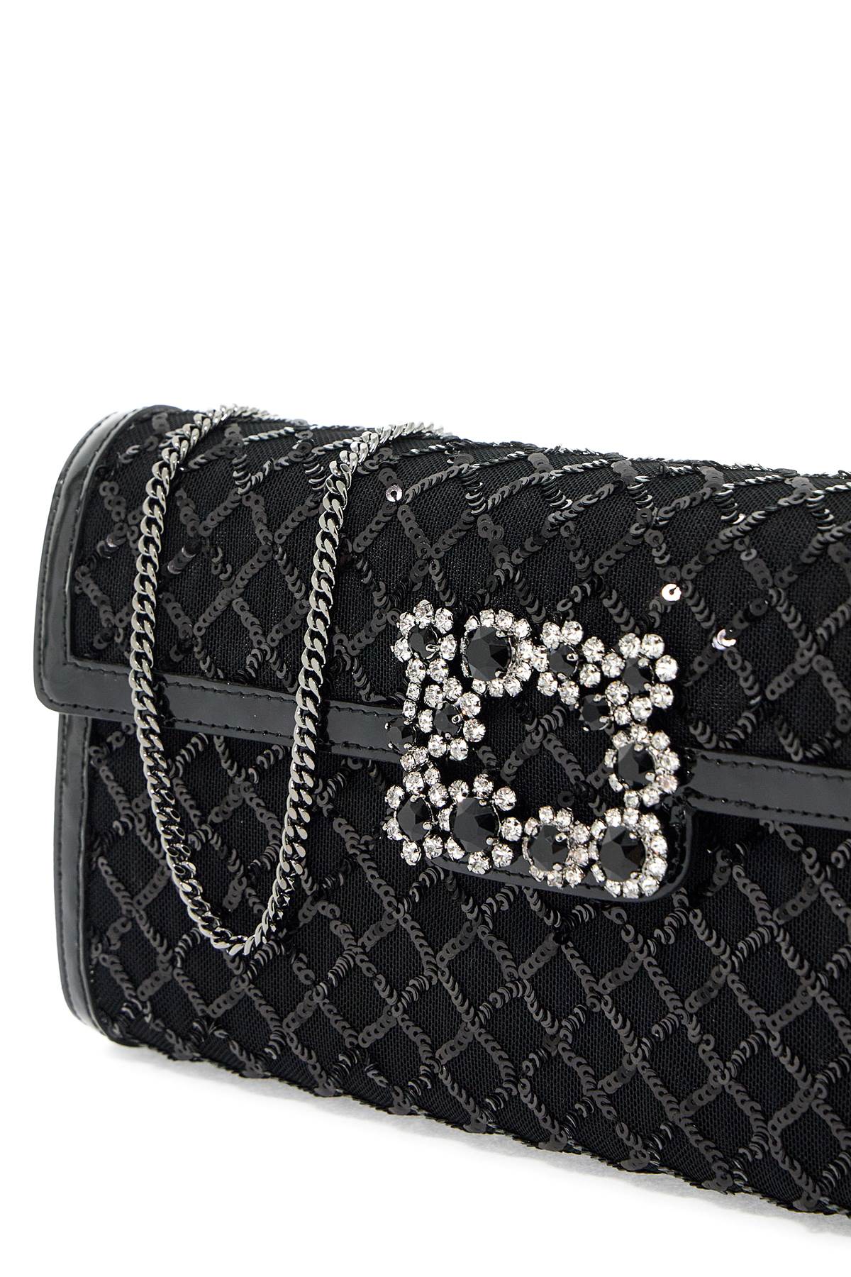 "flower Buckle Envelope  - Black