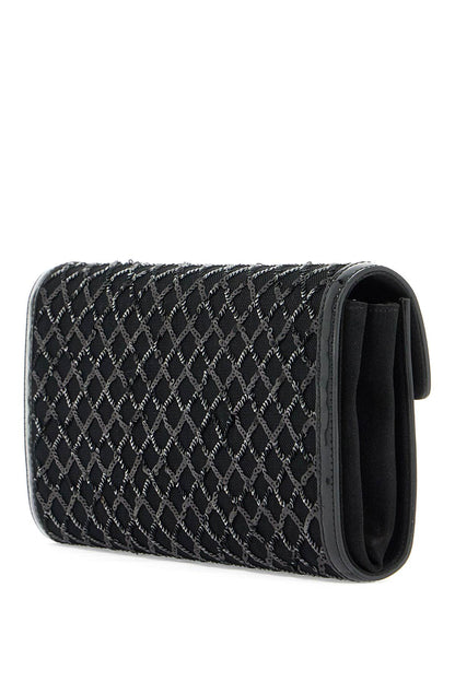 "flower Buckle Envelope  - Black