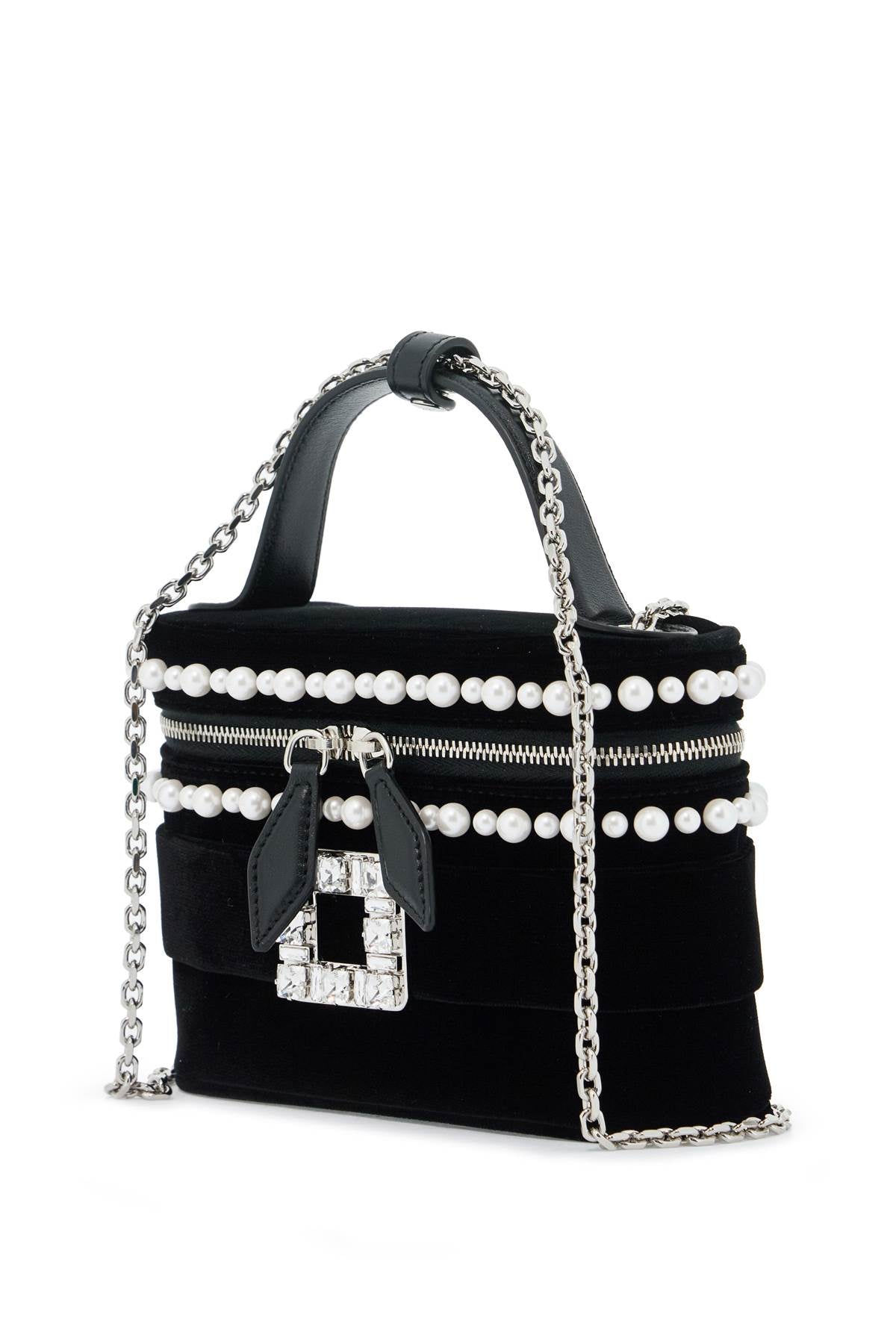 "micro Vanity Bag With Rhinestone  - Black