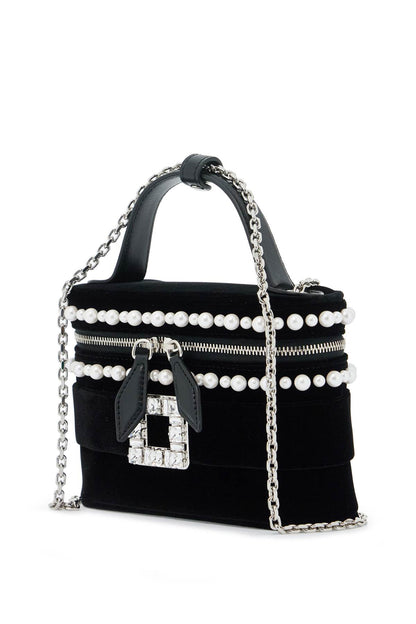 "micro Vanity Bag With Rhinestone  - Black