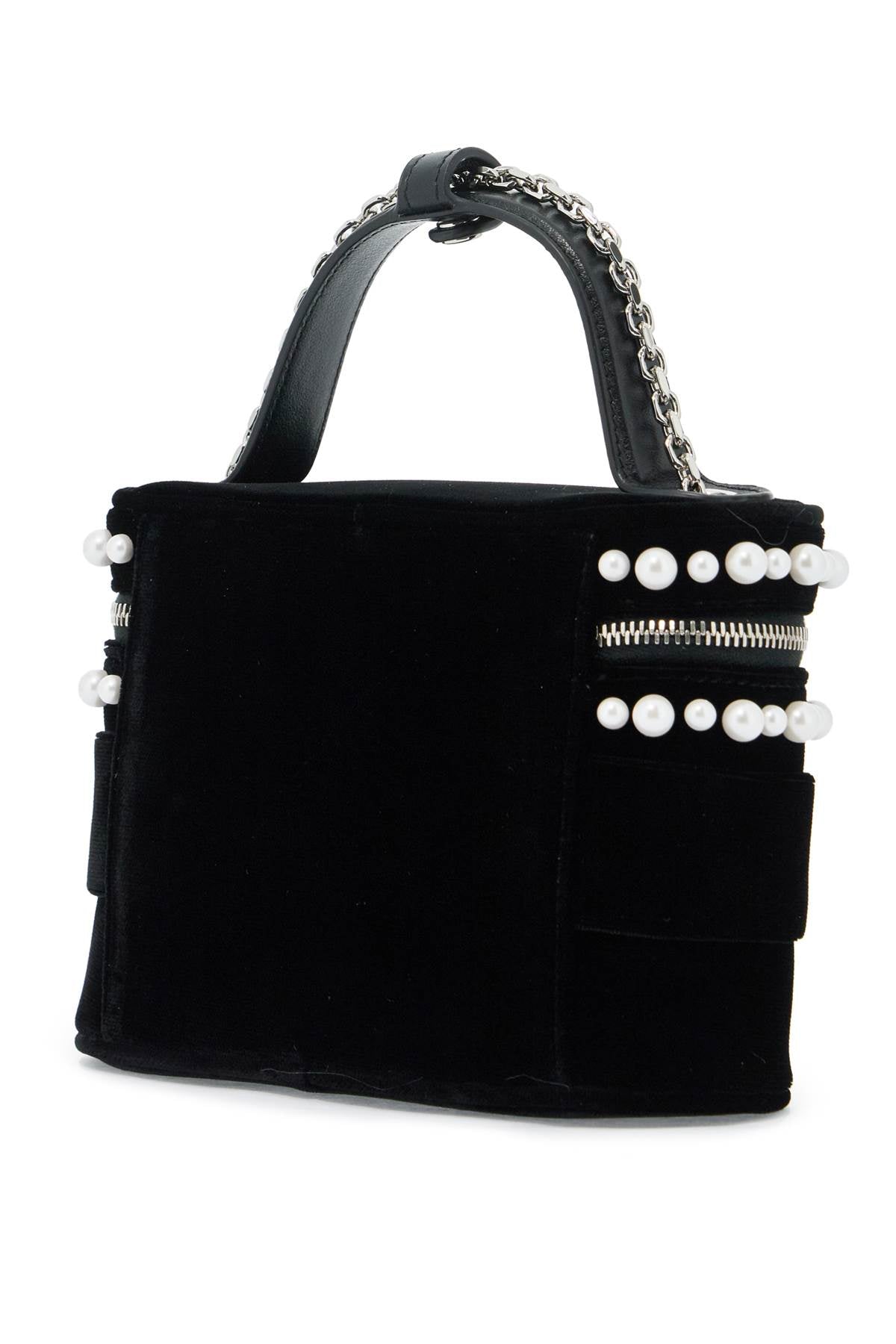 "micro Vanity Bag With Rhinestone  - Black